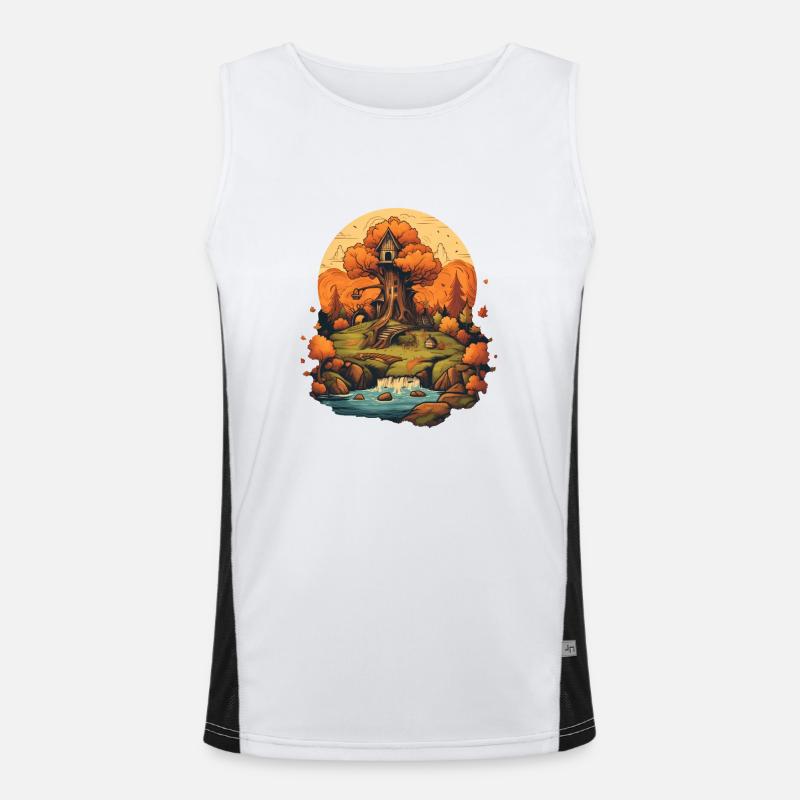 Herbstliche Landschaft Funktionelles Kontrast-Tank Top für Männer 