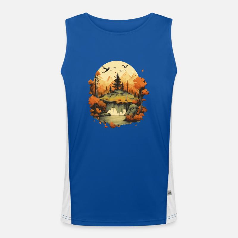 Autumnal landscape Men's Functional Contrast Tank Top 