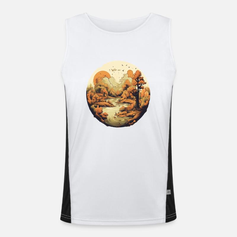 Herbstliche Landschaft Funktionelles Kontrast-Tank Top für Männer 