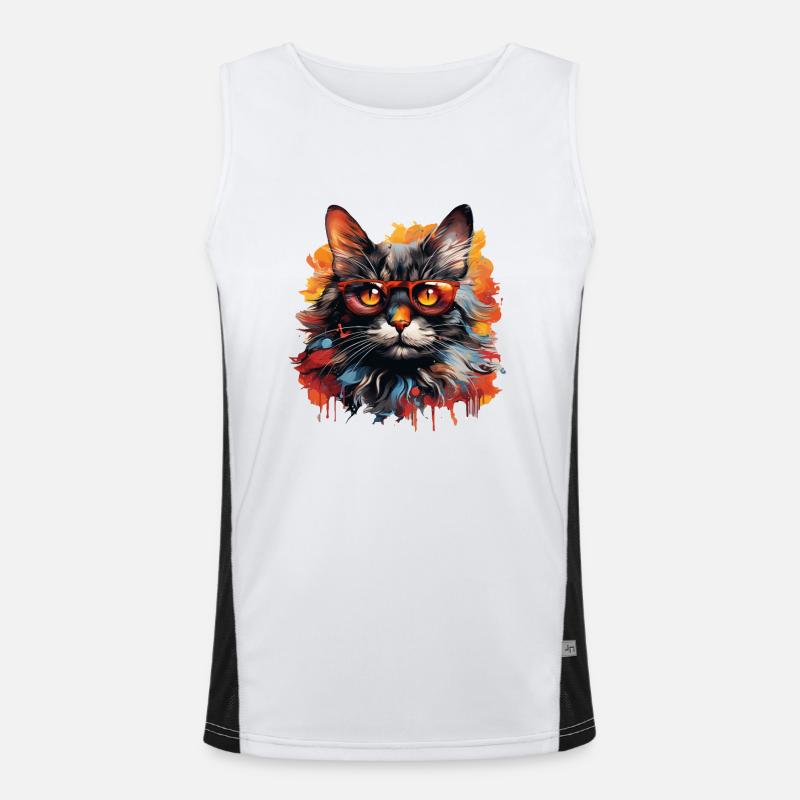 Kat - Funktionel kontrast tanktop til herrer  - hvid/sort