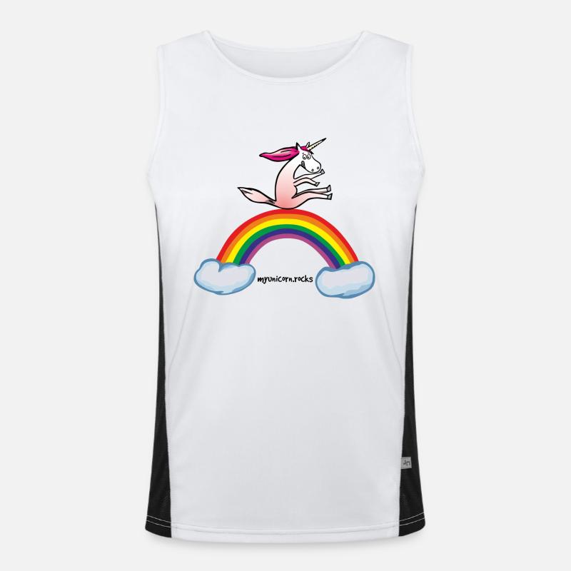 Unicorn on rainbow Men's Functional Contrast Tank Top 