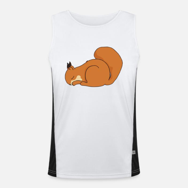 Sleeping Squirrel Gift Idea Pyjamas Men's Functional Contrast Tank Top 