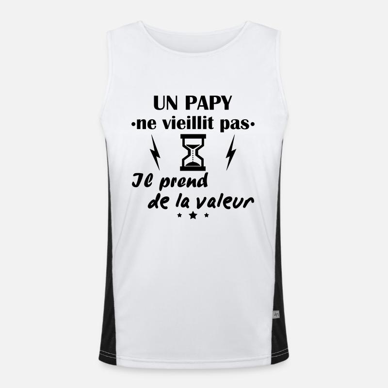 Papy ne vieillit pas, idée cadeau anniversaire Débardeur respirant contrasté Homme 