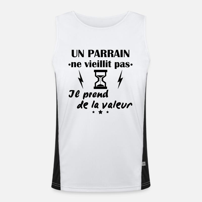 Parrain ne vieillit pas, idée cadeau anniversaire Débardeur respirant contrasté Homme 