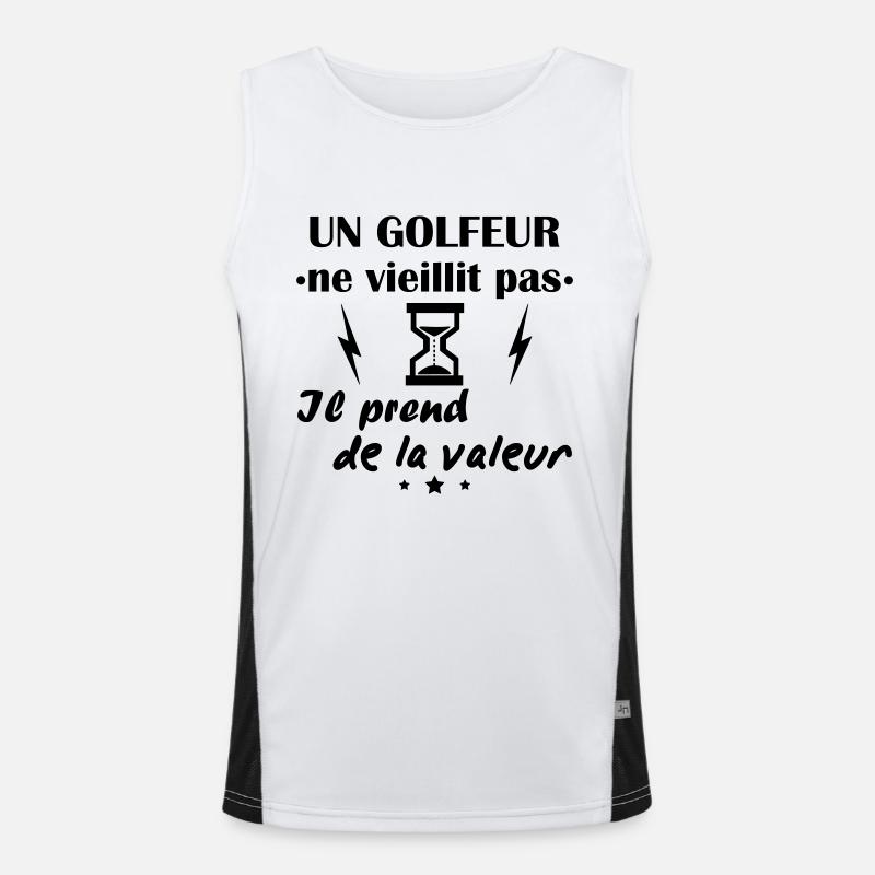 Golfeur ne vieillit pas, idée cadeau anniversaire Débardeur respirant contrasté Homme 