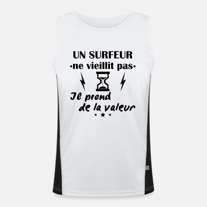 Surfeur ne vieillit pas, idée cadeau anniversaire Débardeur respirant contrasté Homme 