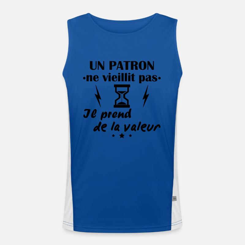 Patron ne vieillit pas, idée cadeau anniversaire Débardeur respirant contrasté Homme 