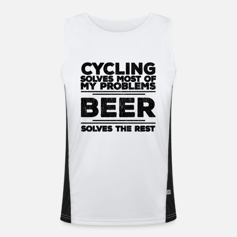 Cycling Solves Most Problems Beer Solves The Rest - Men's Functional Contrast Tank Top  - white/black