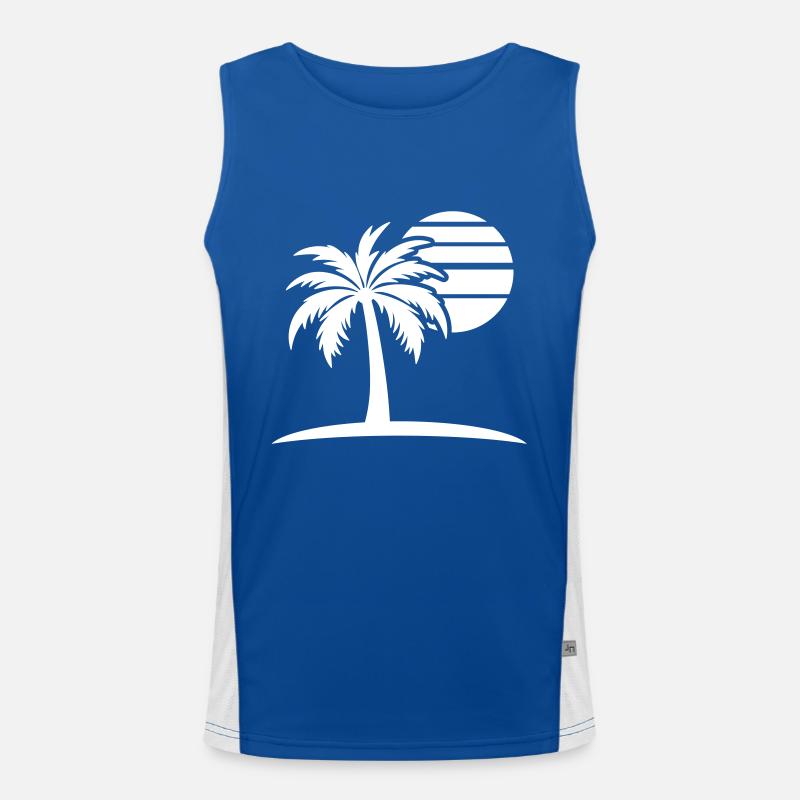 Palm Tree Sun Island Men's Functional Contrast Tank Top 
