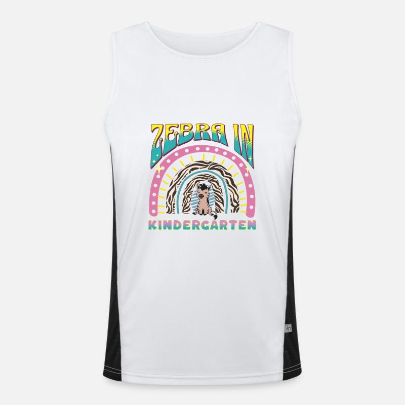 Zebra im Kindergarten Regenbogen Streife Design Funktionelles Kontrast-Tank Top für Männer 