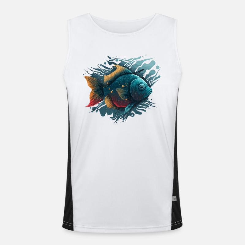 Fisch Illustration Funktionelles Kontrast-Tank Top für Männer 