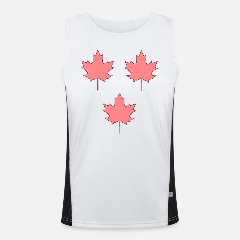 Maple / Leaves Pattern - PINK Men's Functional Contrast Tank Top 