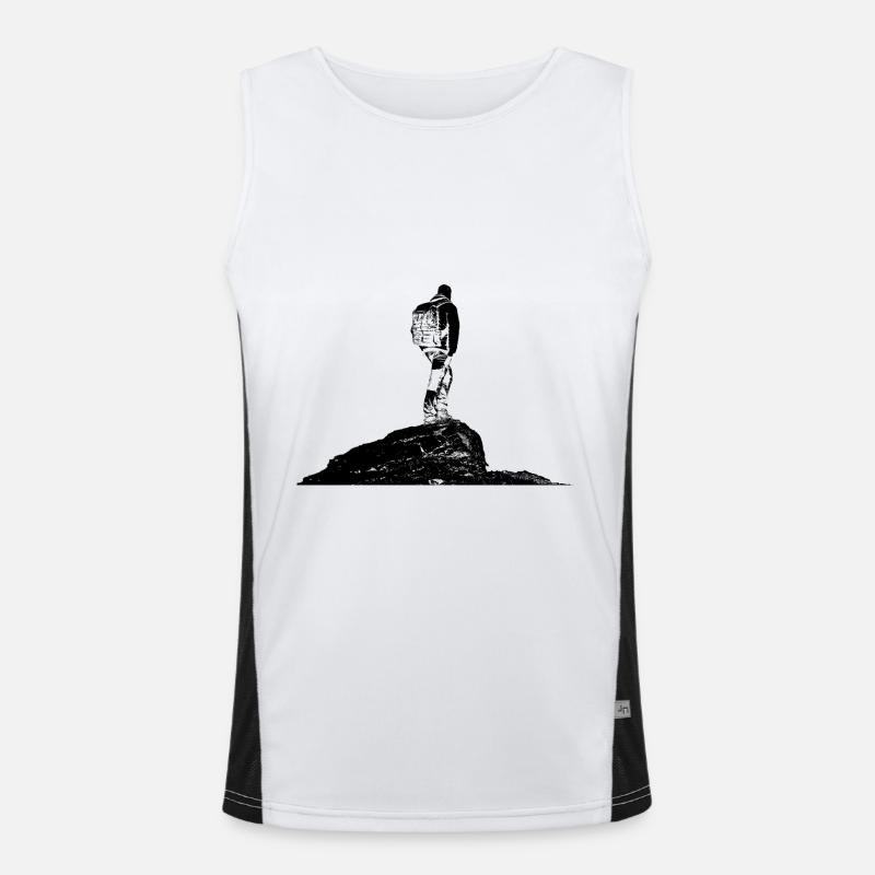 Wanderer auf einem Berg Funktionelles Kontrast-Tank Top für Männer 