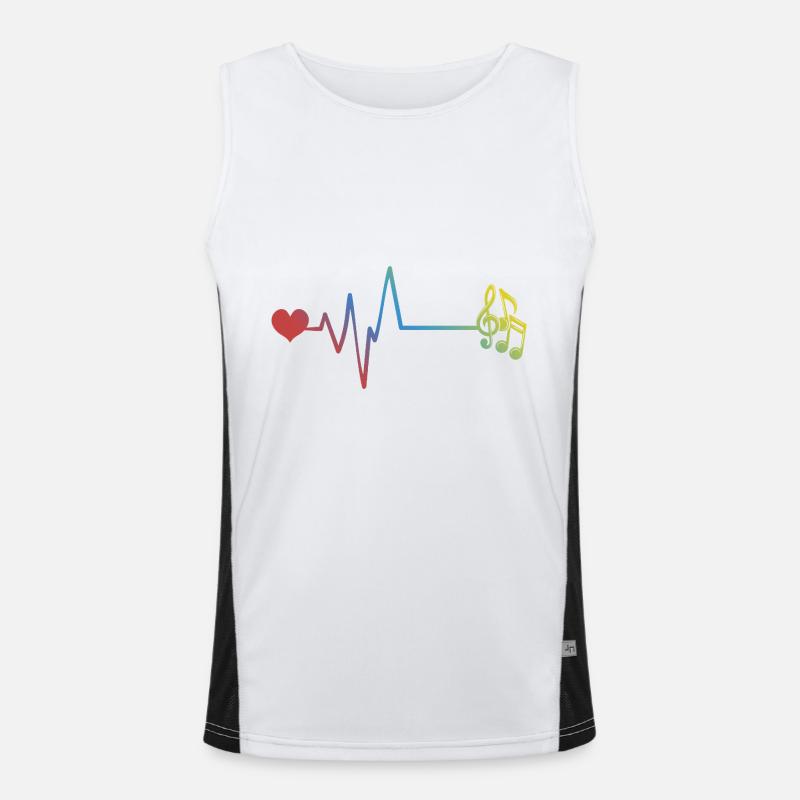 Musical Notes: Pulse, Heartbeat - Men's Functional Contrast Tank Top  - white/black