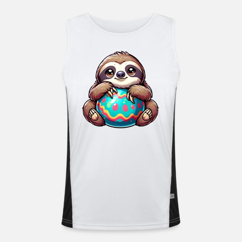 Easter Sloth: Hug and Easter Egg Men's Functional Contrast Tank Top 