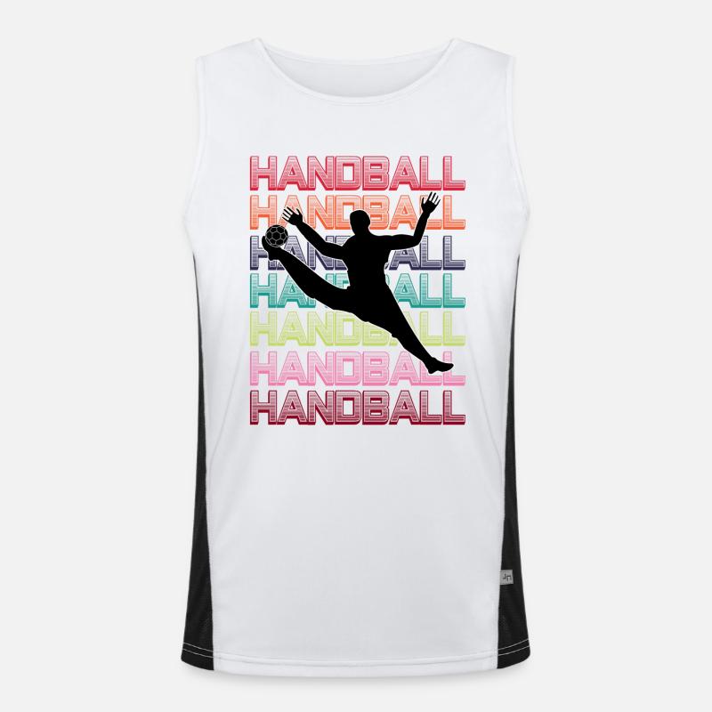 Handball Torwart mit buntem Hintergrund Funktionelles Kontrast-Tank Top für Männer 