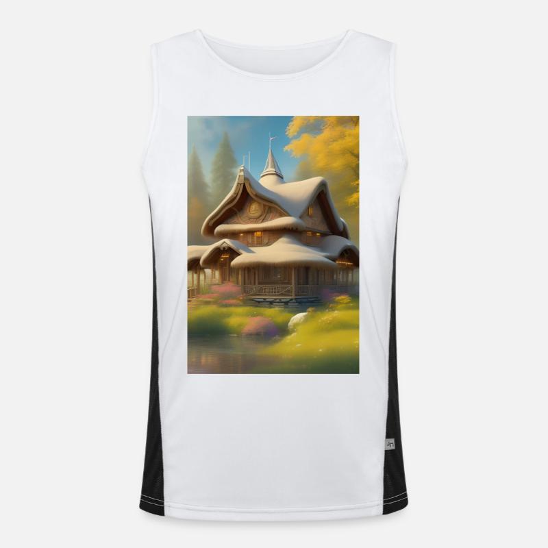 Charming Lakefront Cabin Men's Functional Contrast Tank Top 