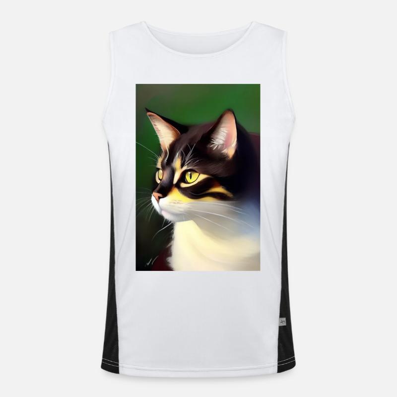 Cat Image Men's Functional Contrast Tank Top 