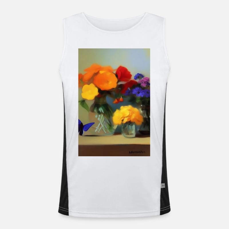 Blumen und Schmetterling Funktionelles Kontrast-Tank Top für Männer 