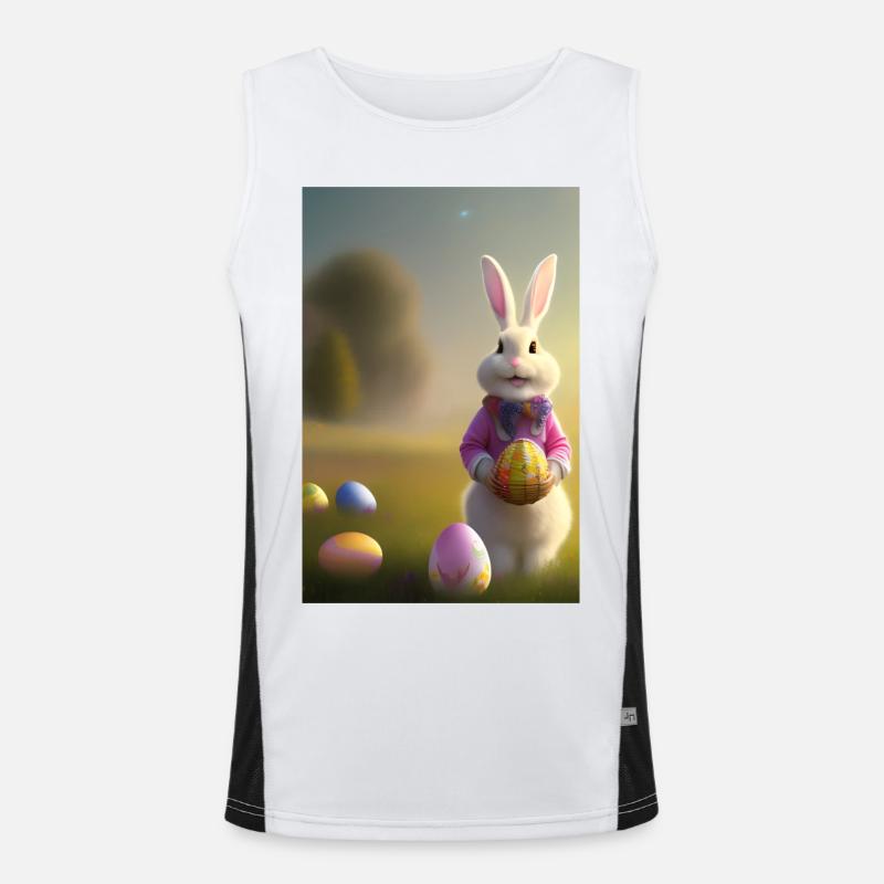 Easter Bunny with Easter Eggs - Men's Functional Contrast Tank Top  - white/black
