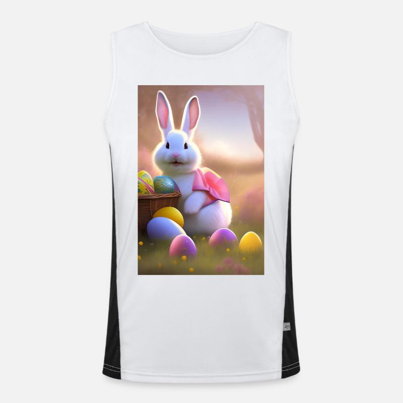 Easter Bunny with Easter Eggs - Men's Functional Contrast Tank Top  - white/black