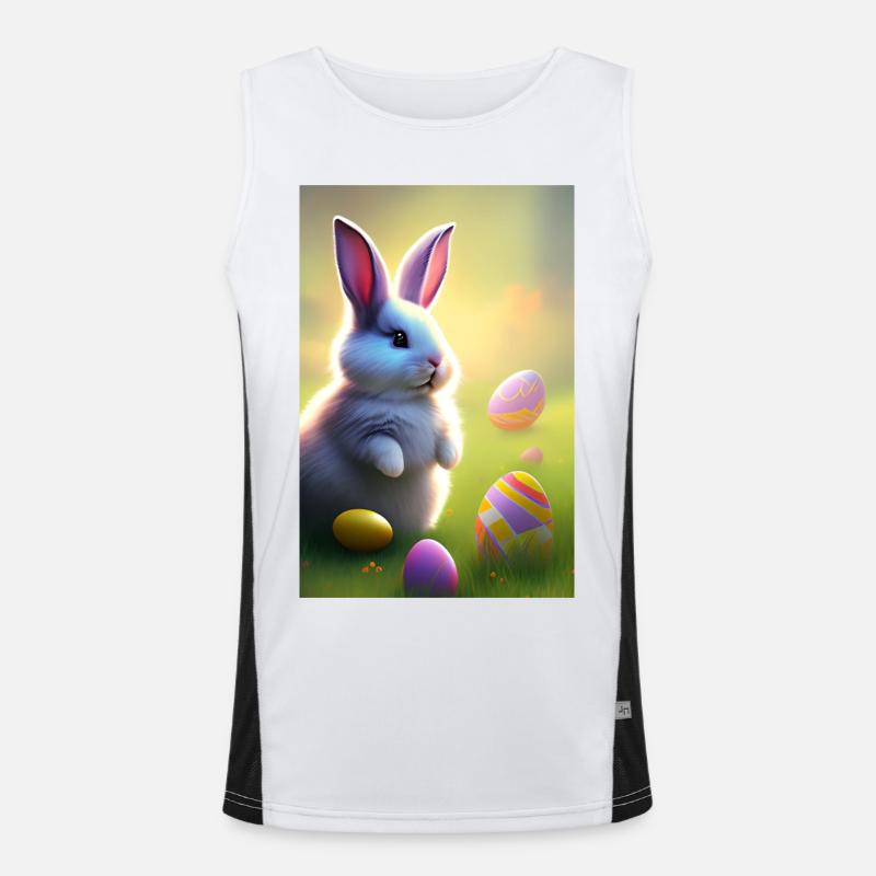 Easter Bunny with Easter Eggs - Men's Functional Contrast Tank Top  - white/black