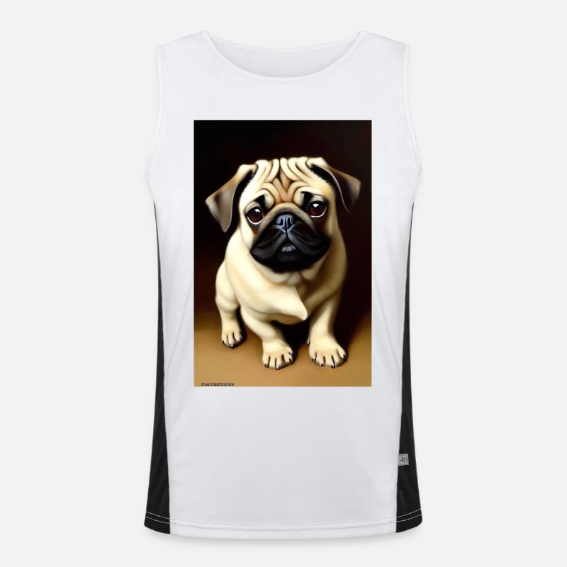 Mops Hund Funktionelles Kontrast-Tank Top für Männer 