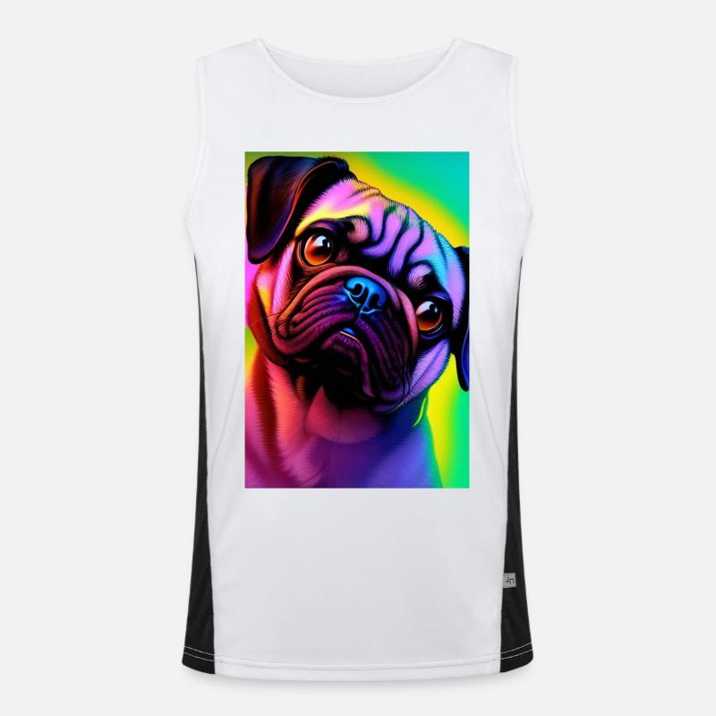 Mops Hund Funktionelles Kontrast-Tank Top für Männer 