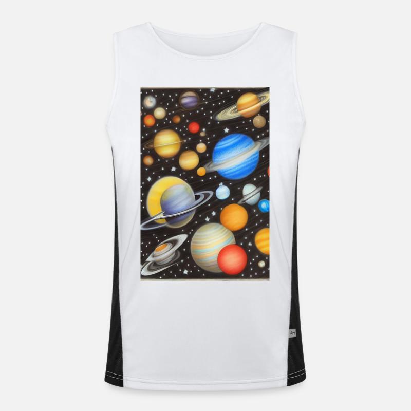 Space and planets - Men's Functional Contrast Tank Top  - white/black