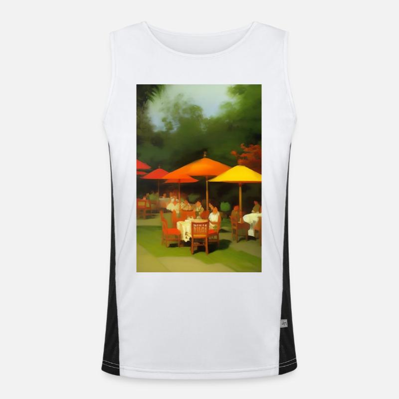 Asiatisches Cafe im Freien Funktionelles Kontrast-Tank Top für Männer 