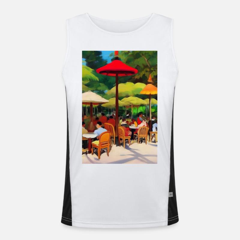 Asiatisches Cafe im Freien Funktionelles Kontrast-Tank Top für Männer 