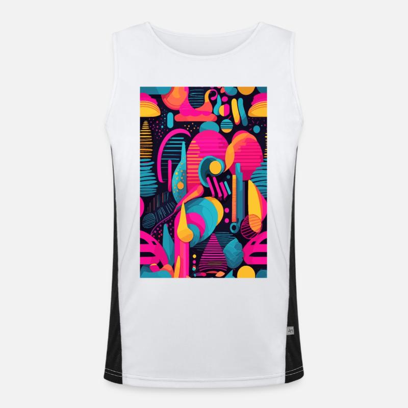 Modern Abstract Pattern - Men's Functional Contrast Tank Top  - white/black