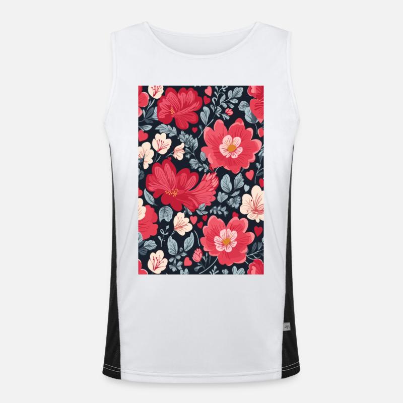 Floral Pattern Men's Functional Contrast Tank Top 