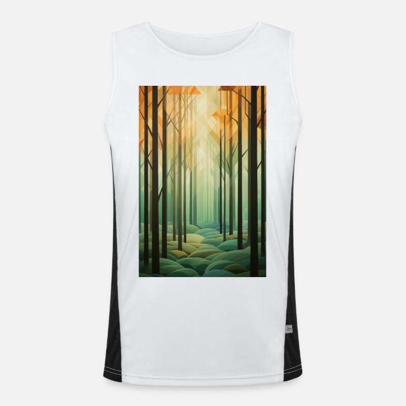 Paysage de Forêt dans un style géométrique Débardeur respirant contrasté Homme 