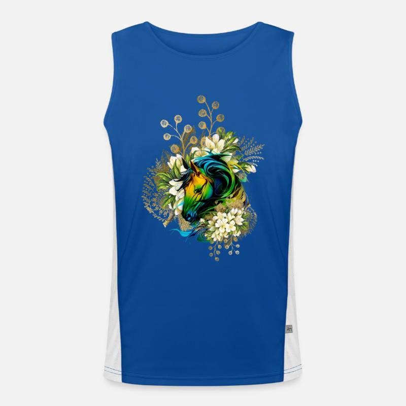 Wunderschönes buntes Pferd mit Blumen, Funktionelles Kontrast-Tank Top für Männer 