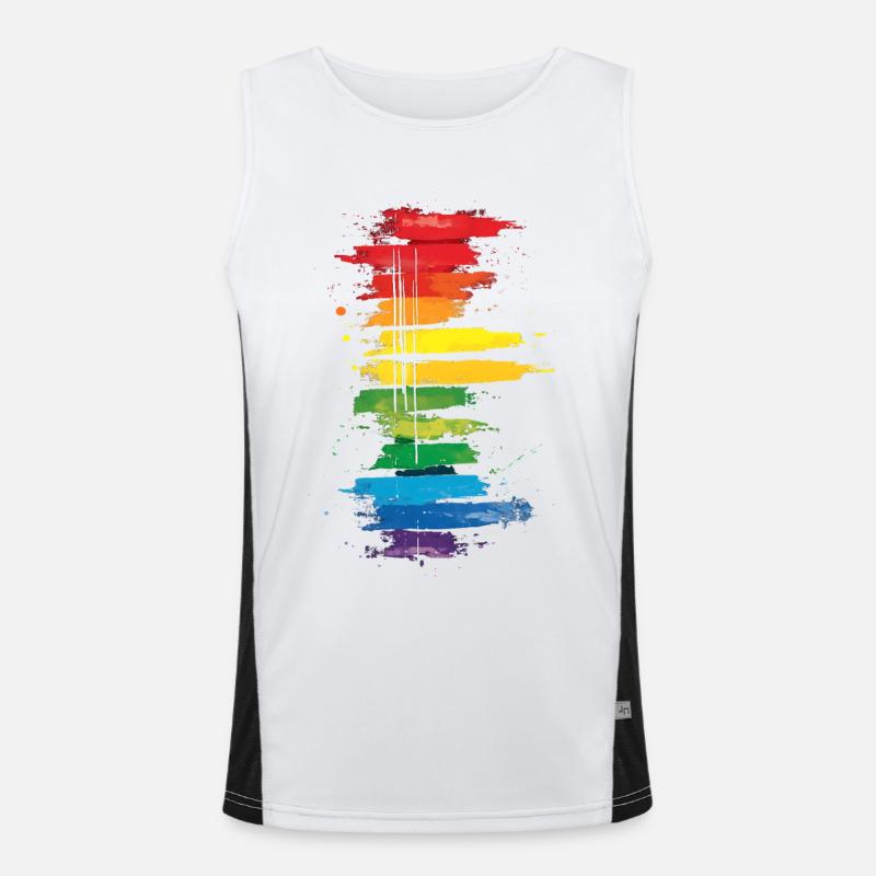 Subtil et cool Dripping Pride drapeau arc en ciel Design Débardeur respirant contrasté Homme 