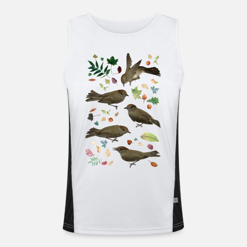 Blackcap with autumn leaves - Men's Functional Contrast Tank Top  - white/black