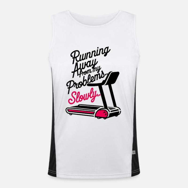 Running from Problems - Slowly - Men's Functional Contrast Tank Top  - white/black