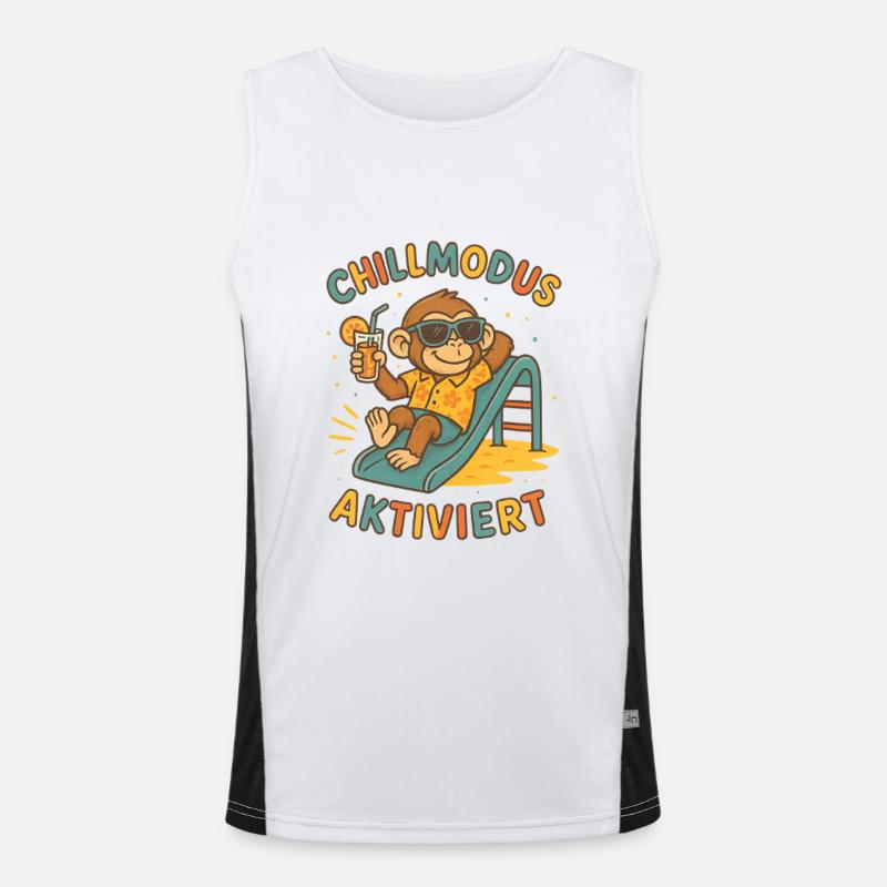 Chill Mode Enabled Monkey - Men's Functional Contrast Tank Top  - white/black