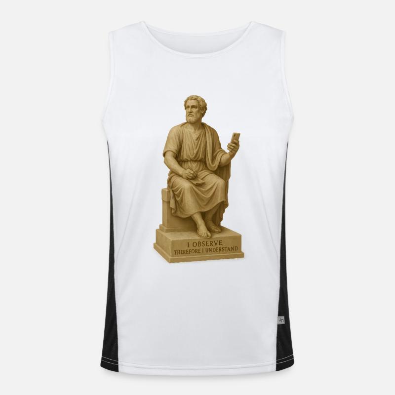 Ancient Philosopher Statue with Smartphone Men's Functional Contrast Tank Top 