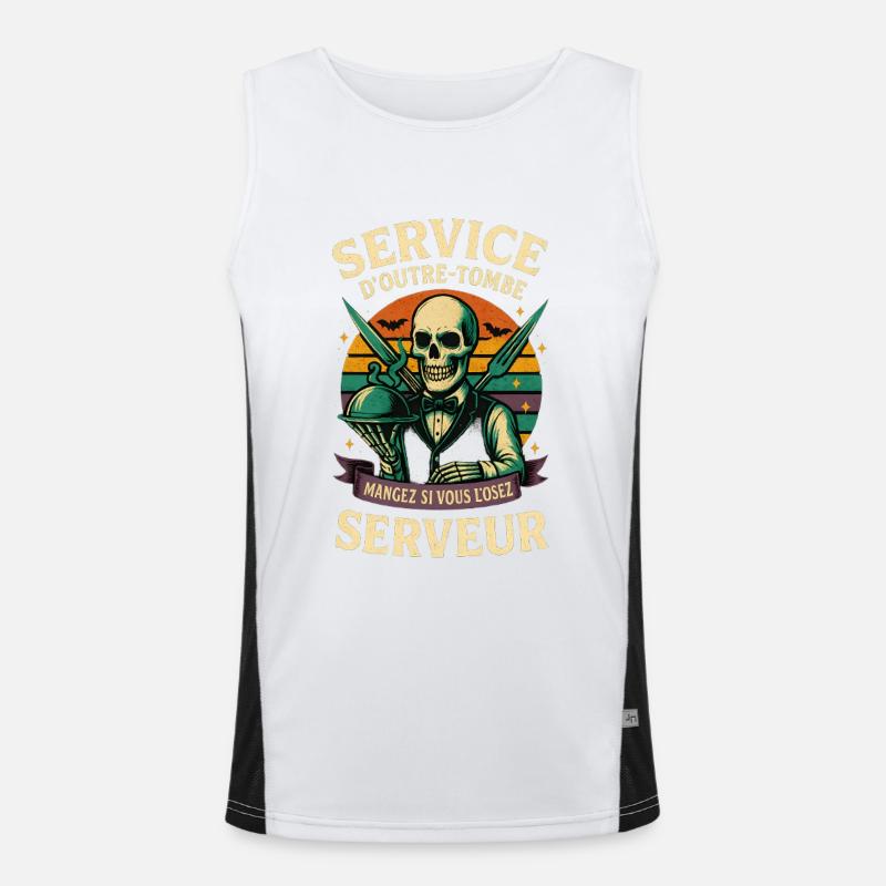 Restaurant Server - Halloween Skeleton - Men's Functional Contrast Tank Top - white/black