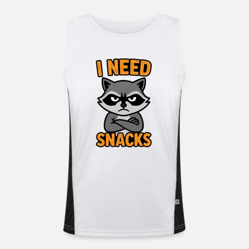 Grumpy Raccoon I need Snacks Men's Functional Contrast Tank Top 