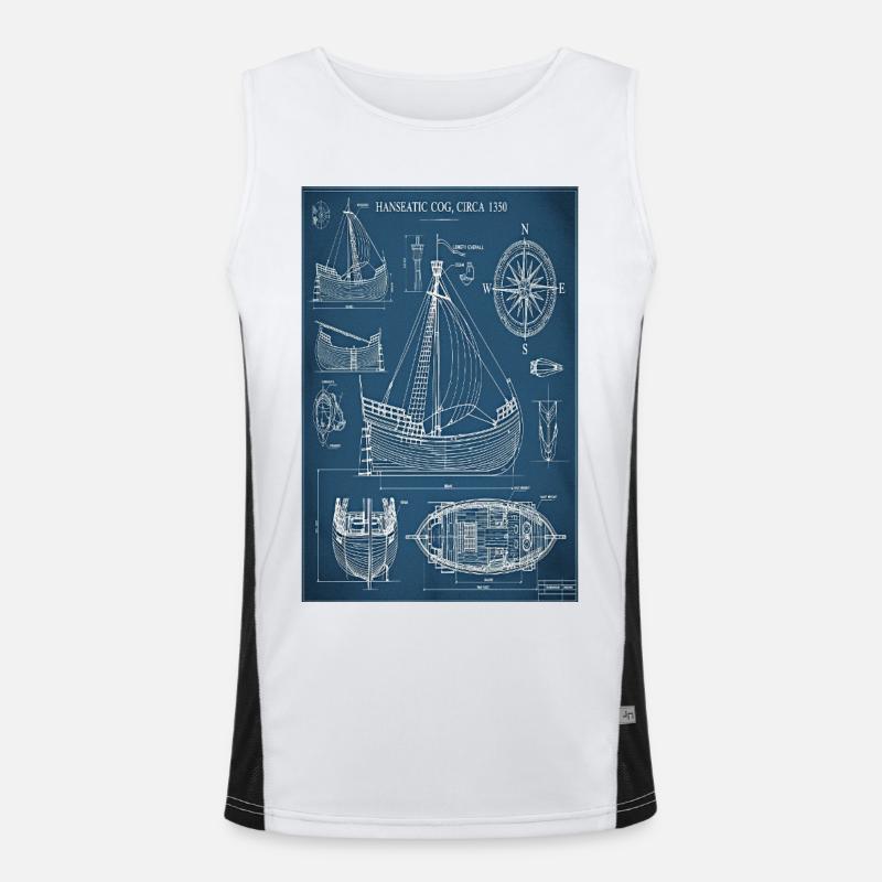 Plan de rouage hanséatique | Plan du bâtiment historique Débardeur respirant contrasté Homme 