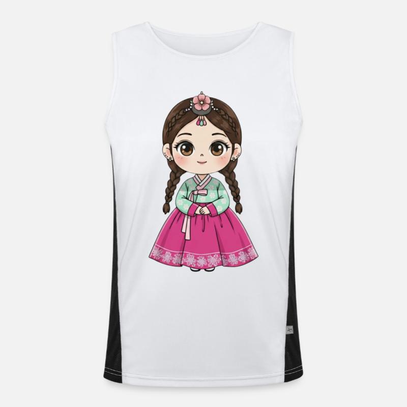 Chibi Hanbok Candy Dream Chaewon - Men's Functional Contrast Tank Top  - white/black