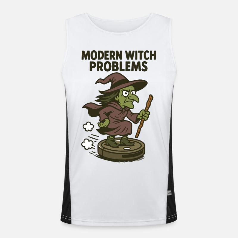 Modern Witch Problems – Funny Witch Design - Men's Functional Contrast Tank Top  - white/black