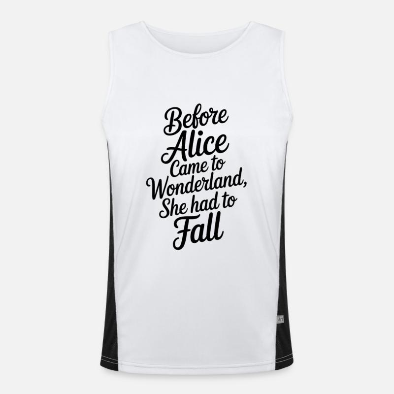Wunderland Zitat in Script Funktionelles Kontrast-Tank Top für Männer 
