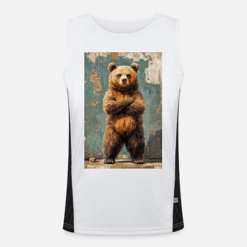 Illustration eines Bären Funktionelles Kontrast-Tank Top für Männer 