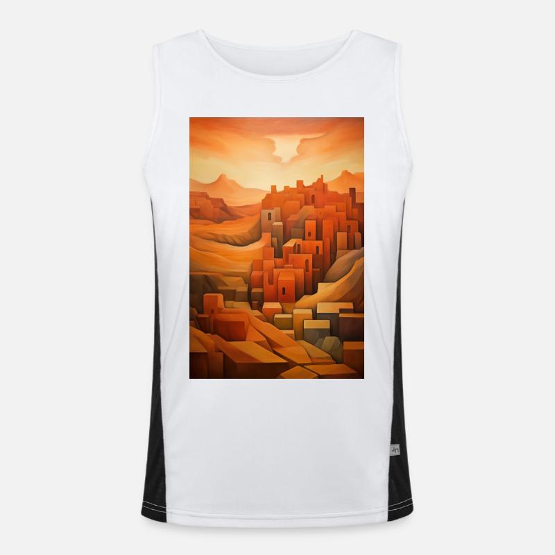 Illustration einer Wüstenlandschaft Funktionelles Kontrast-Tank Top für Männer 