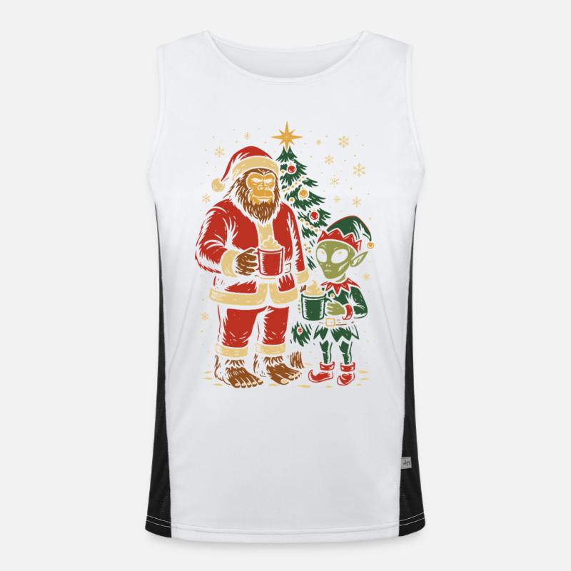 Père Noël Bigfoot Alien Elf Noël Débardeur respirant contrasté Homme 