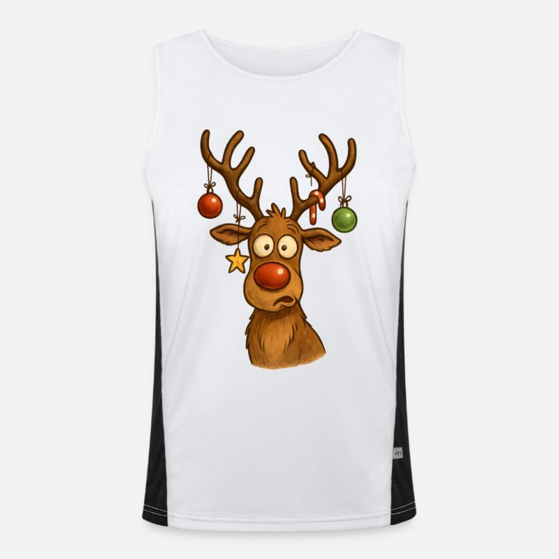 Reh mit Weihnachtskugeln Funktionelles Kontrast-Tank Top für Männer 